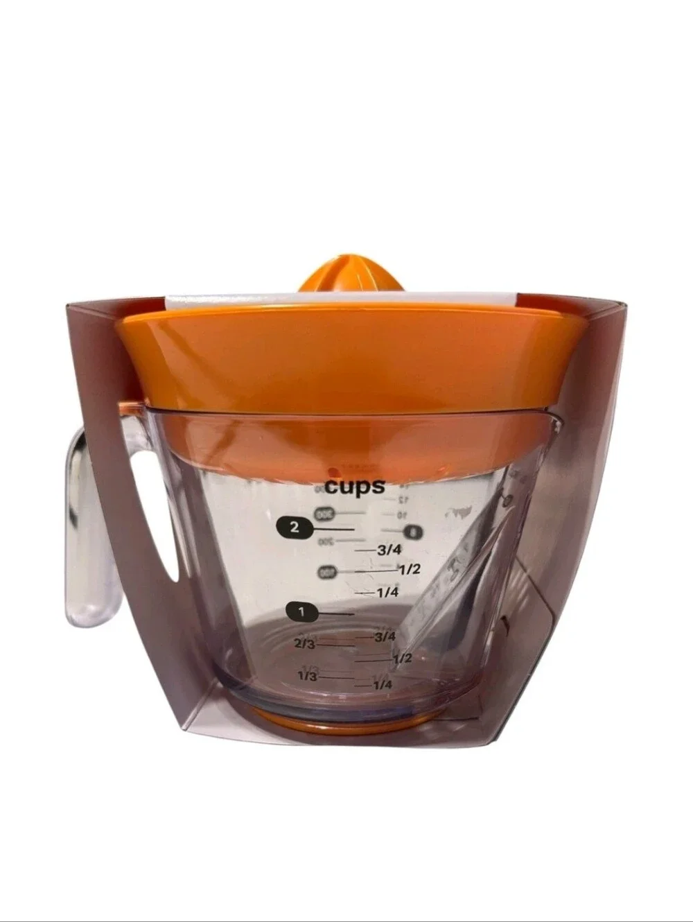 Farberware Orange and Clear Manual Citrus Juicer with Measuring Cup